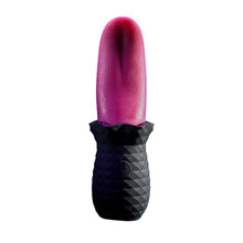 Stimulator clitoris SELOPA Tongue Vibrator, design în formă de limbă, 10 funcții de vibrație, din silicon moale, culoare negru cu roz, 14.8 cm