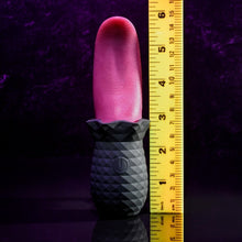 Stimulator clitoris SELOPA Tongue Vibrator, design în formă de limbă, 10 funcții de vibrație, din silicon moale, culoare negru cu roz, 14.8 cm