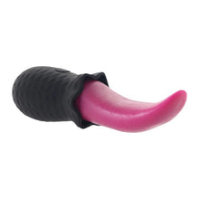 Stimulator clitoris SELOPA Tongue Vibrator, design în formă de limbă, 10 funcții de vibrație, din silicon moale, culoare negru cu roz, 14.8 cm