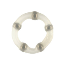 Inel pentru penis SEVEN CREATIONS Robotic Beaded Cockring, din silicon, design cu bile pentru stimulare, transparent