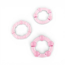 Set inele pentru penis SEVEN CREATIONS Stay Hard, 3 inele din silicon moale, diametru 21 x 23 x 24 mm, culoare roz