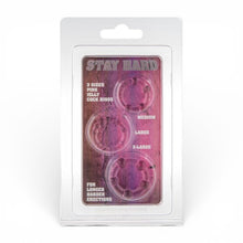 Set inele pentru penis SEVEN CREATIONS Stay Hard, 3 inele din silicon moale, diametru 21 x 23 x 24 mm, culoare roz