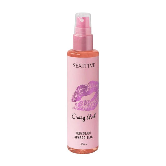 Spray cu feromoni pentru corp SEXITIVE Crazy Girl Body Splash, pentru femei, note de zmeură, lămâie Amalfi și miere albă, 100 ml