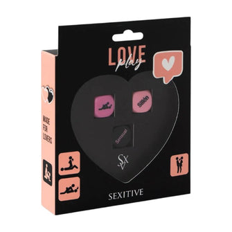 Joc erotic pentru cupluri SEXITIVE Love Play, include 3 zaruri cu poziții sexuale, locații și ritm (instrucțiuni în limba spaniolă)