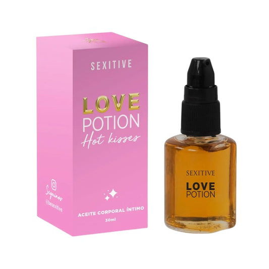 Ulei comestibil SEXITIVE Love Potion - Champagne, pentru masaj și sex oral, efect de încălzire, aromă de șampanie și zmeură, 30 ml (P14232)