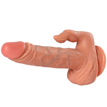 Vibrator dublu SHEQU Julian, cu telecomandă, funcții multiple de vibrație, realist cu testicule, lungime inserabilă 16 cm, culoarea pielii