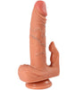 Vibrator dublu SHEQU Julian, cu telecomandă, funcții multiple de vibrație, realist cu testicule, lungime inserabilă 16 cm, culoarea pielii