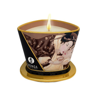 Lumânare pentru masaj SHUNGA Excitation - Intoxicating Chocolate, cu uleiuri 100% naturale, cu aromă de ciocolată, 170 ml