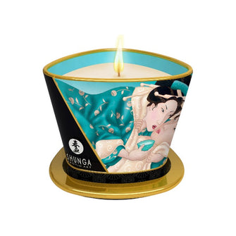 Lumânare pentru masaj SHUNGA Sensual - Island Blossoms, cu uleiuri 100% naturale, cu aromă de flori exotice, 170 ml