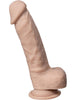 Dildo SILEX-D 8” Model 1, design realist cu testicule, reactiv la căldură, bază cu ventuză, lungime 21 cm, culoarea pielii