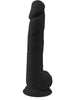 Dildo SILEX-D 15” Model 1, design realist cu testicule, reactiv la căldură, bază cu ventuză, lungime 38 cm, negru