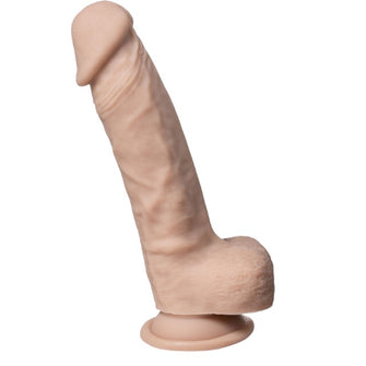 Dildo SILEX-D 7” Model 1, design realist cu testicule, reactiv la căldură, bază cu ventuză, lungime 17.8 cm, culoarea pielii