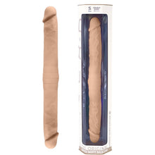 Dildo dublu SILEX-D Double Dong S Size, pentru dublă penetrare, reactiv la căldură, lungime 38.5 cm, culoarea pielii