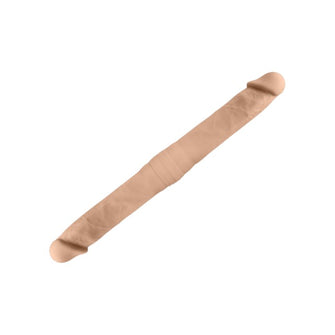 Dildo dublu SILEX-D Double Dong S Size, pentru dublă penetrare, reactiv la căldură, lungime 38.5 cm, culoarea pielii