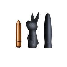 Kit SILHOUETTE Dark Desires cu vibrator bullet + 2 huse interschimbabile, 7 funcții de vibrație, rezistent la apă, bronz cu negru