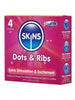 Prezervative SKINS Dots & Ribs Premium Condoms, texturate pentru stimulare intensă, din latex, 4 bucăți