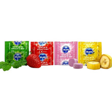 Prezervative SKINS Flavoured, cu 4 arome (banană, mentă, căpșuni și bubblegum), din latex, 4 bucăți