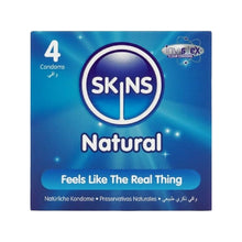 Prezervative SKINS Natural Premium Condoms, din latex ultra-subțire și rezistent, transparente, 4 bucăți