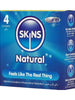 Prezervative SKINS Natural Premium Condoms, din latex ultra-subțire și rezistent, transparente, 4 bucăți
