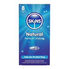 Prezervative SKINS Natural Premium Condoms, din latex ultra-subțire și rezistent, transparente, 8 bucăți