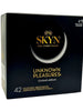 Set SKYN Unknown Pleasure +, fără latex , extra subțiri, aromate, texturate și stimulatoare, 53 ± 2 mm, 42 buc