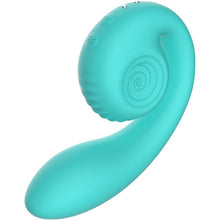 Vibrator dublu SNAIL VIBE Gizi, cu striații și stimulator clitoris curbat, 5 funcții de vibrație, 5 viteze, silențios, albastru
