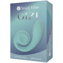 Vibrator dublu SNAIL VIBE Gizi, cu striații și stimulator clitoris curbat, 5 funcții de vibrație, 5 viteze, silențios, albastru