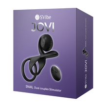 Inel dublu pentru penis SNAIL VIBE Jovi Dual Couples, cu telecomandă, 2 motoare, 5 funcții de vibrație, culoare negru