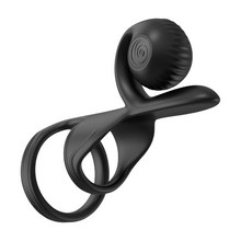 Inel dublu pentru penis SNAIL VIBE Jovi Dual Couples, cu telecomandă, 2 motoare, 5 funcții de vibrație, culoare negru