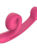 Vibrator dublu SNAIL VIBE Curve, cu striații și stimulator clitoris curbat, 600+ combinații de vibrații și viteze, silențios, roz