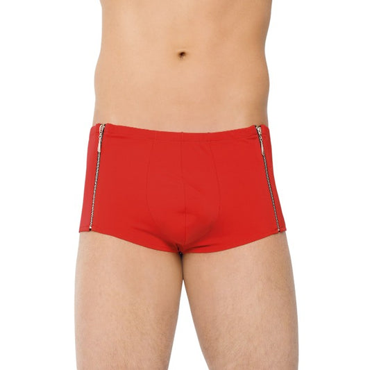 Boxeri sexy SOFTLINE Shorts 4500, din material elastic, design cu fermoare în părți, culoare roșu, mărime M