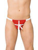 Chilot tanga bărbați SOFTLINE Thong 4439, lenjerie sexy cu design de cadou cu fundă, roșu și alb, mărime S/L