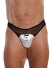 Chilot sexy bărbați SOFTLINE Thong 4467, cu design tuxedo cu papion, din plasă și satin, negru cu alb, mărime M/L