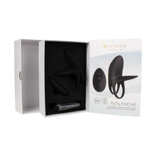 Inel vibrator pentru penis S PLEASURES Avalanche, cu inel pentru testicule, control prin telecomandă, 10 funcții de vibrație, negru