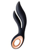 Vibrator dublu S PLEASURES Caress, design ergonomic, 7 funcții de vibrație, rezistent la apă, din silicon flexibil, culoare negru cu auriu