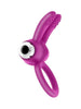 Inel vibrator pentru penis S PLEASURES Duo Flap Ring, design în formă de iepuraș, bullet detașabil, din silicon moale, roz