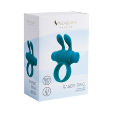 Inel vibrator pentru penis S PLEASURES Rabbit Ring, cu urechi de iepuraș, vibrator detașabil, 10 funcții de vibrație, albastru