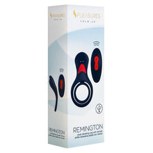 Inel vibrator pentru penis S PLEASURES Remington, cu inel pentru testicule, control prin telecomandă, 9 funcții de vibrație, negru