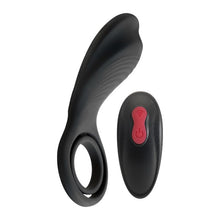 Inel vibrator pentru penis S PLEASURES Remington, cu inel pentru testicule, control prin telecomandă, 9 funcții de vibrație, negru