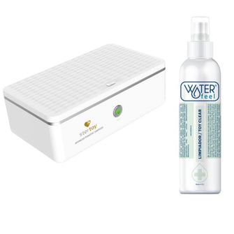 Kit pentru sterilizare jucarii STERTOY, 99.99% eficienta, lampa UV de ultima generatie, spray Toy Cleaner Waterfeel inclus