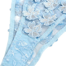 Lenjerie sexy 2 piese SUBBLIME Flower Embroidered, sutien și chilot cu dantelă florală, albastru deschis, mărime S/M (957629)