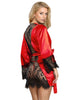 Set lenjerie sexy SUBBLIME Lace Sheer Camisole + Thong, halat satinat cu spate din dantelă + chilot tanga, culoare roșu, mărime S/M (model 954017)
