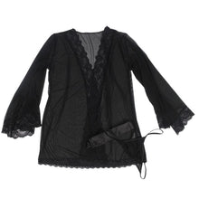 Set lenjerie sexy SUBBLIME, halat babydoll cu dantelă decorativă + chilot tanga, culoare negru transparent, mărime S/M (D-239323)