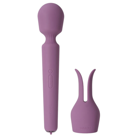 Aparat de masaj interactiv SVAKOM Emma Neo 2, vibrator wand cu funcție de încălzire, control prin aplicație, mov