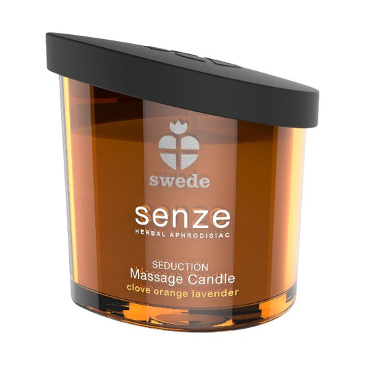 Lumânare pentru masaj SWEDE Senze Seduction, cu aromă de cuișoare, portocală și lavandă, 50 ml (portocaliu)