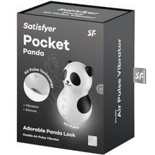 Stimulator Satisfyer - Pocket Panda, pentru stimularea clitorisului, 12 functii de vibratie, alb si negru