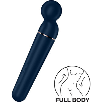 Aparat de masaj Satisfyer - Wand, pentru corp si zonele intime, 10 functii de vibratie, albastru