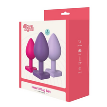 Set plug anal DREAMTOYS Triple Heart Love Signal, 3 dopuri de dimensiuni progresive, diametru 3/3.5/4 cm, bază în forma de inimă, multicolore