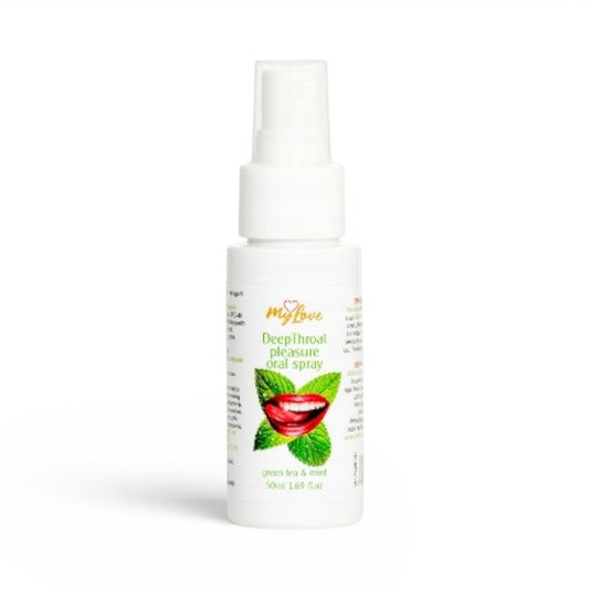 Spray MYLOVE Deep Throat Pleasure Oral Spray, pentru sex oral adânc, cu aromă de ceai verde și mentă, 50 ml
