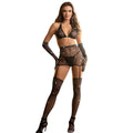 Lenjerie set 4 piese Subblime - Bodystocking Diamonds, model 952174, tip plasă, negru, mărime universală